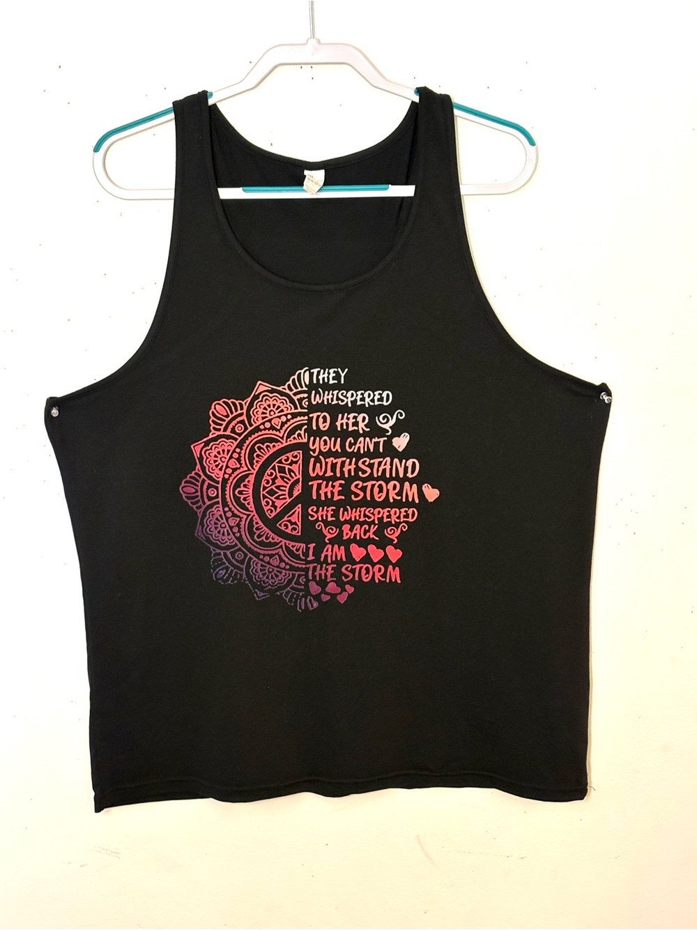 Black Graphic Razor Back Tank Top - Inspirational Mandala Print. Size 3XL. NWT.
